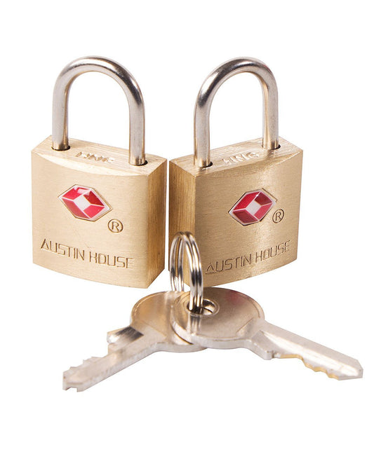 Product Image – Austin house TSA padlocks brass colour combo pack