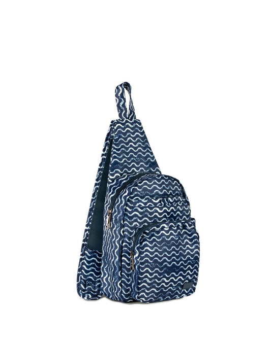 Product Image – Lug archer waves navy colour sling bag corner view