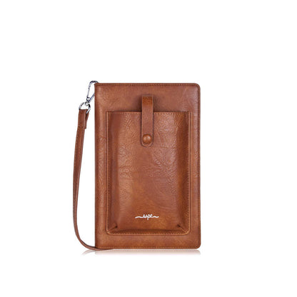 Espe Pastel iSmart Pocket with front pocket with thin snap buttoned strap, tan, front view