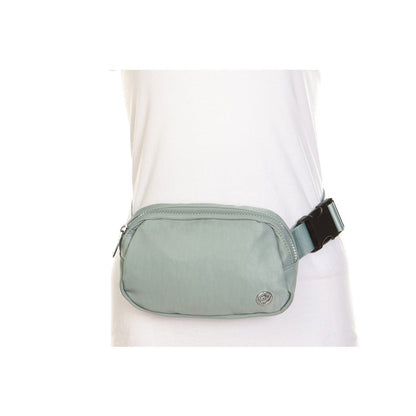 Alina's RFID Chest Bag/Fanny Pack in mint, front view.