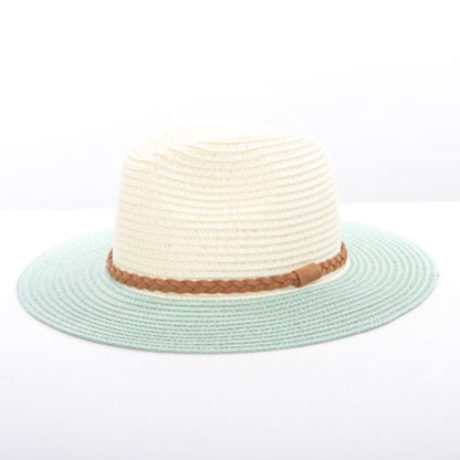 Alina's Two-Tone Paper Straw Hat in mint, front view.