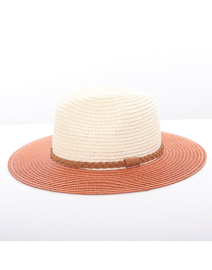 Alina's Two-Tone Paper Straw Hat in rust, front view.