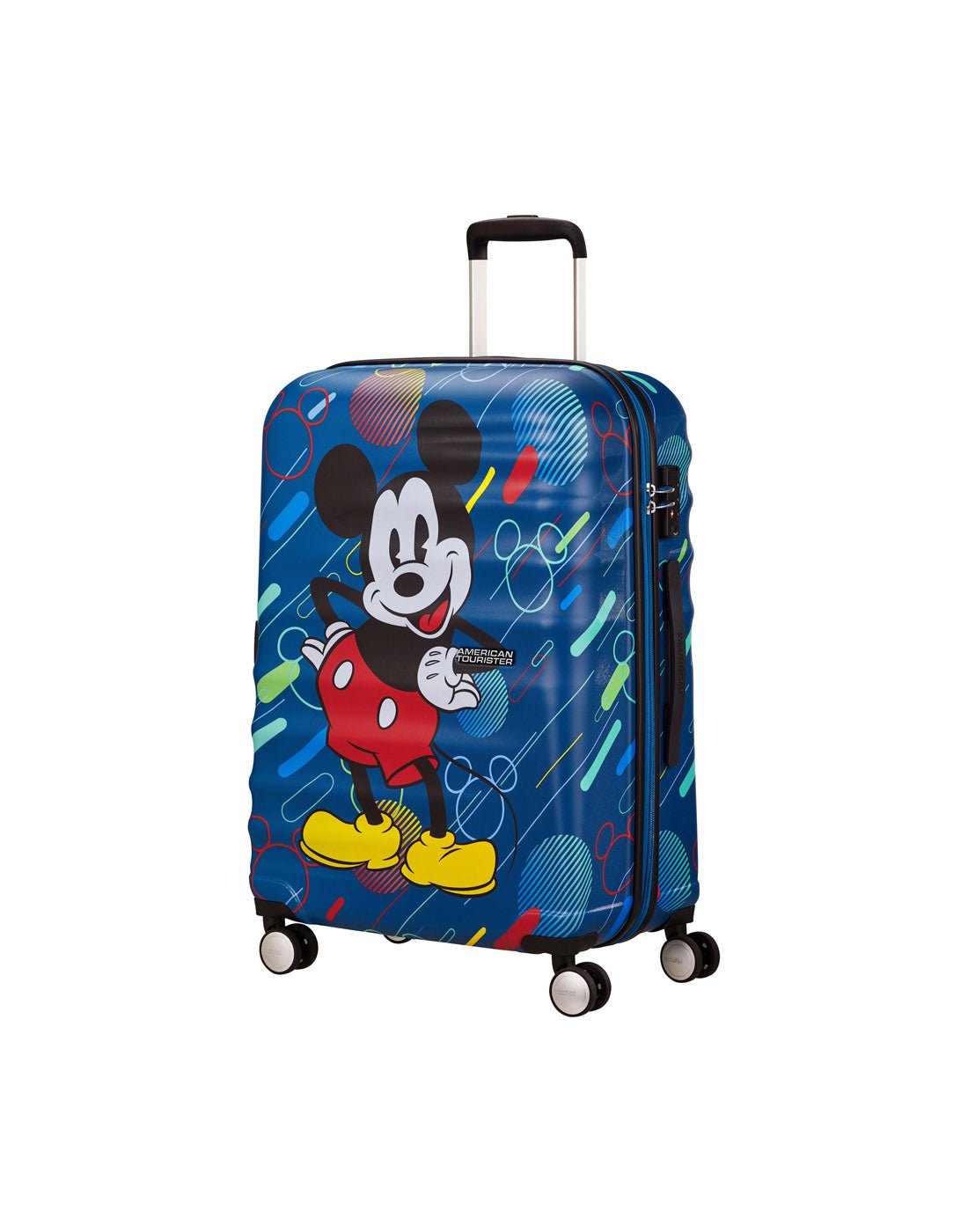 American Tourister Disney Wavebreaker Medium Spinner - Mickey Future Pop, front angled view