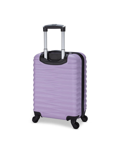 Atlantic Chaser Hardside 19" Spinner Carry-on in powder lilac, back angled view