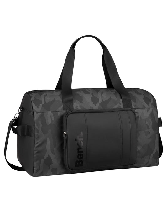 Product Image – Bench Zayn Men's Camo Weekender Bag, black, front view