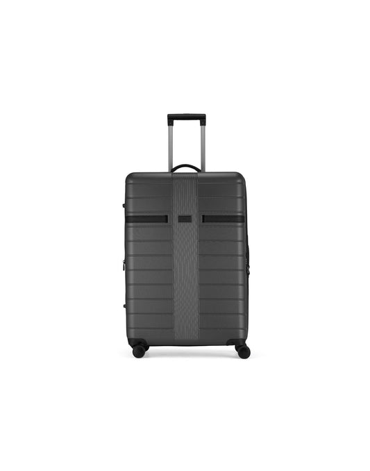 Product Image – Bugatti Hamburg 28" Hardside Expandable Spinner in Charcoal, front view.