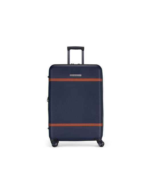 Product Image – Bugatti Wellington Hardside 28" Expandable Spinner in Navy, front view.