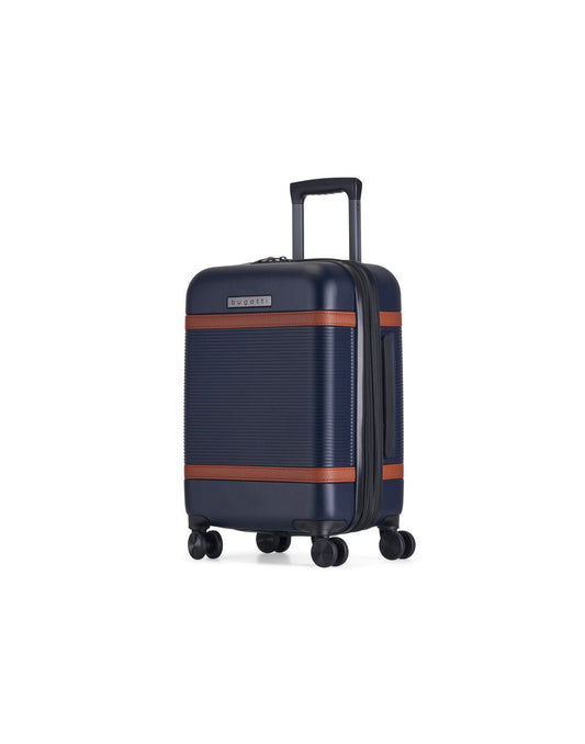 Product Image – Bugatti Wellington Hardside Carry-on Spinner in Navy, front partial left side view.