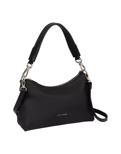 David Jones Flat Handle Hobo Bag, black, front view