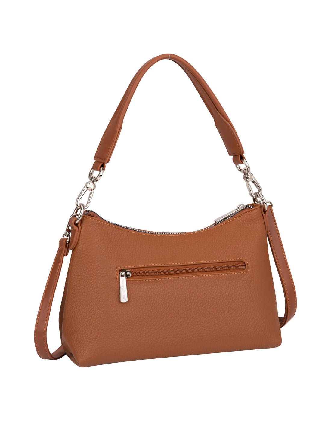 David Jones Flat Handle Hobo Bag, cognac, back view