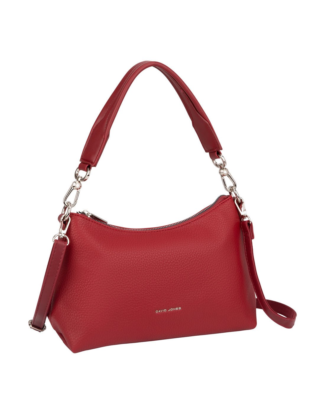 David Jones Flat Handle Hobo Bag, red, front view