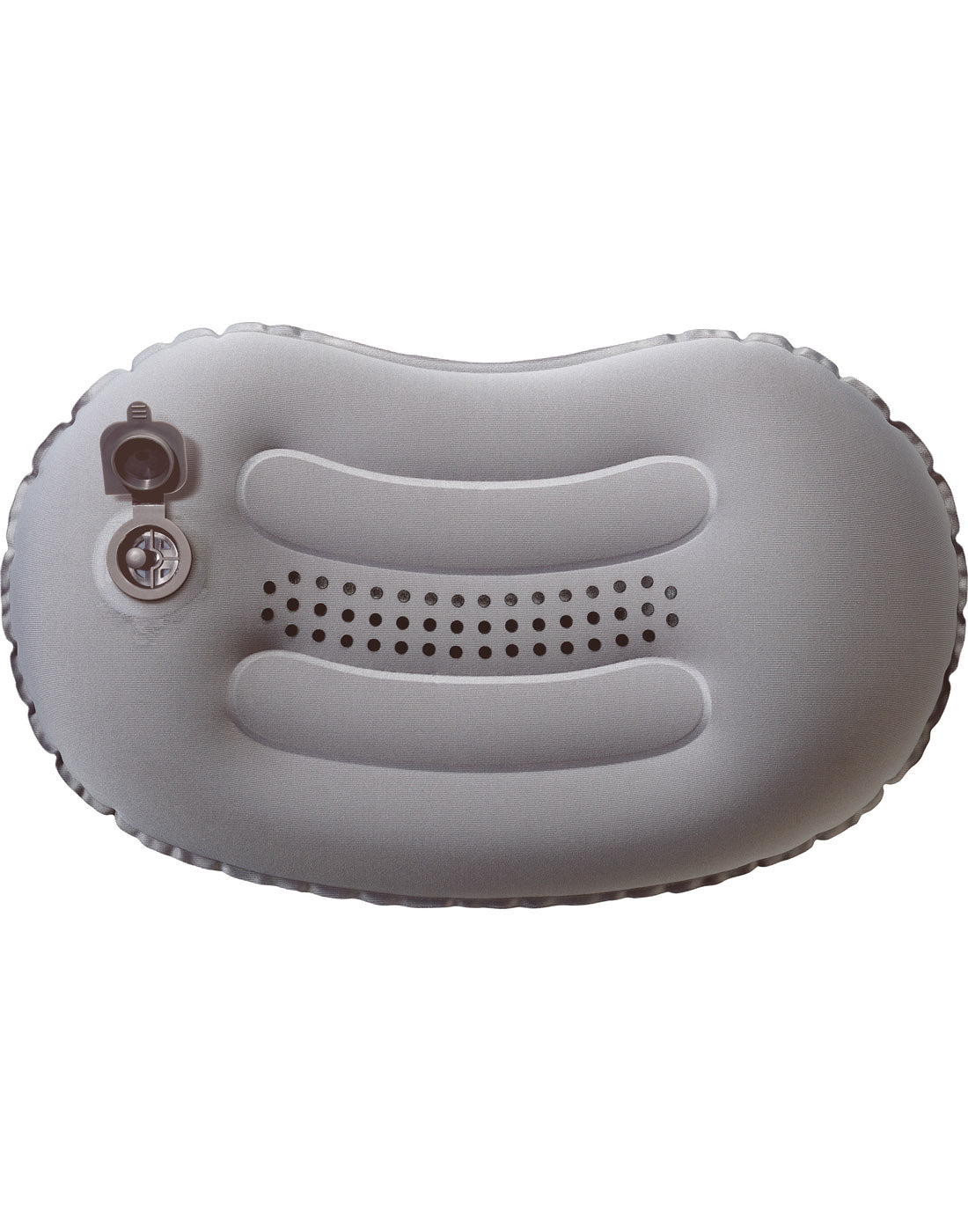 Back view of Go Travel Compact Universal Travel Pillow, with air valve opened.