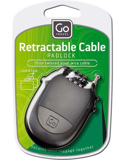 Front view of Go Travel Retractable Cable Padlock packaging.