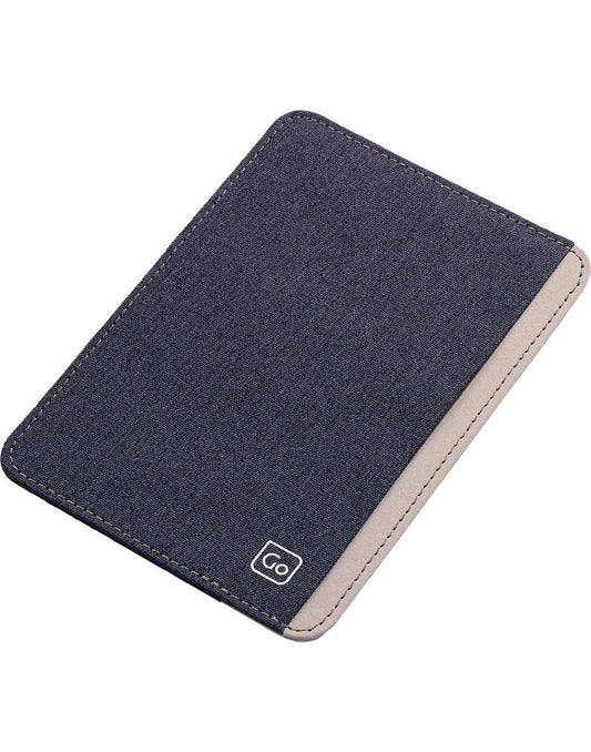 Product Image – Go Travel RFID Passport Slip, dark blue denim, front angled view