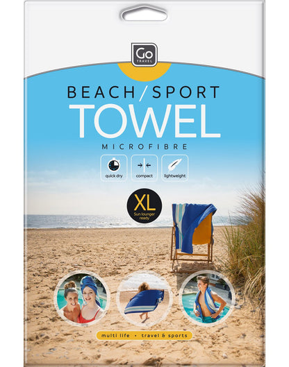 Go Travel Travel Towel XL packaging, front view.