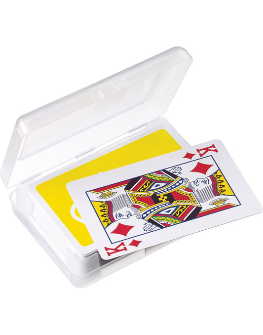 Product Image – Top view of Go Travel Waterproof Playing Cards, case is open, revealing a King of diamonds.