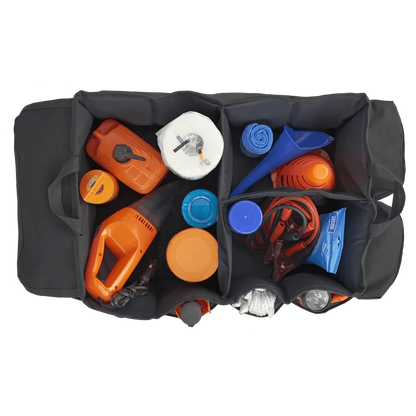 Top view of High Road® Trunk & Cargo Organizer, filled with items.