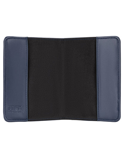 RFID Passport Cover in navy, open view