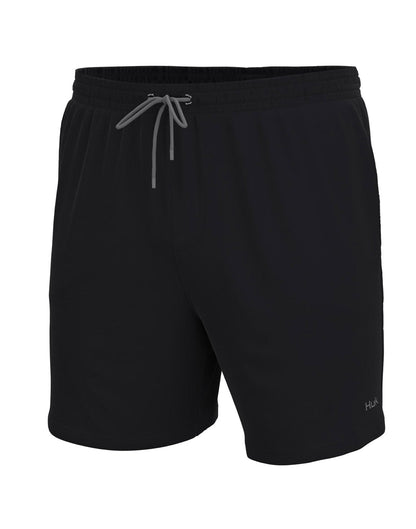 Front view of the Huk Men's Pursuit Volley Swim Short in Black.