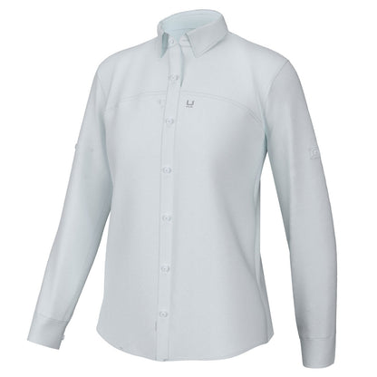 Huk Women's Tide Point Button-Down Shirt, white, front view