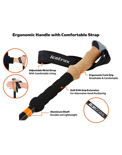 Icetrax Aluminum Trekking Poles close up of ergonomic handle