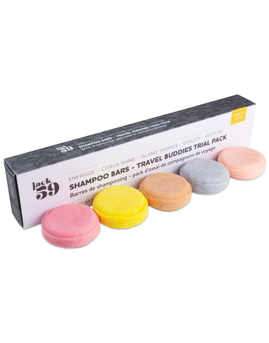 Product Image – Jack59 Shampoo Bars - Travel Buddies Trial Pack - 5 soap bars in various colours