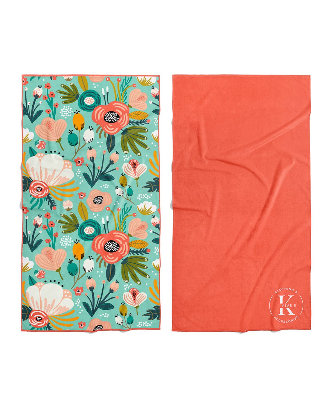 Front and back view of flower bouquet K5 Microfibre Beach Towel.