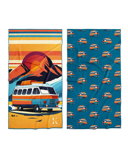 Front and back view of westfalia K5 Microfibre Beach Towel.