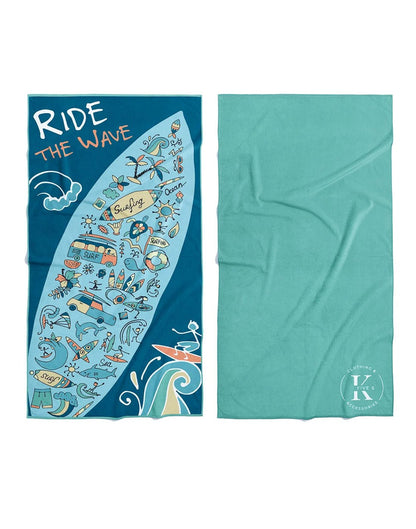 Front and back view of surf K5 Microfibre Beach Towel.