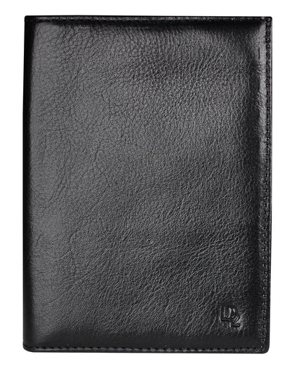 Front view of the RFID Leather Passport Wallet in black.