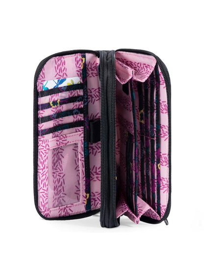 Lug Splits XL Wristlet RFID Wallet, open view to pink interior