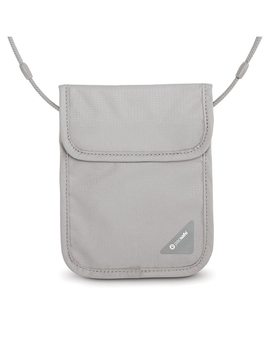 Product Image – Pacsafe Coversafe® X75 RFID Blocking Security Neck Pouch in grey, front view