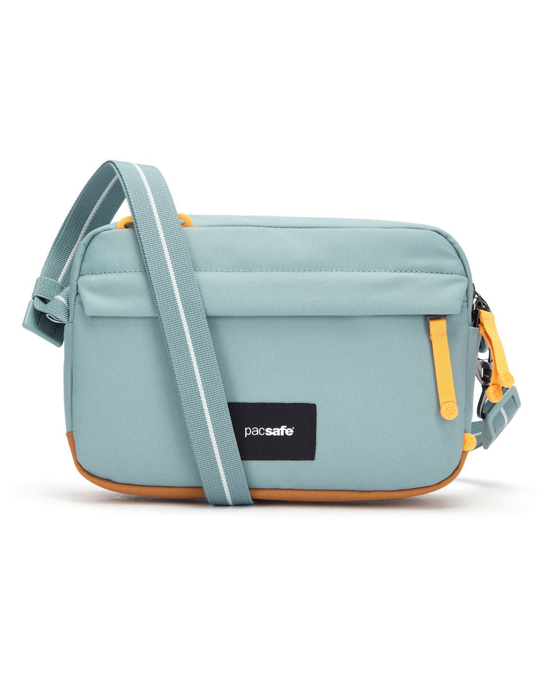 Pacsafe® GO Anti-Theft Crossbody Bag in fresh mint colour front view.