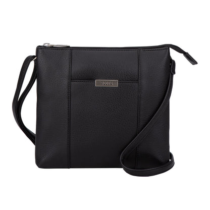 Roots 2-Compartment Crossbody, black, front view