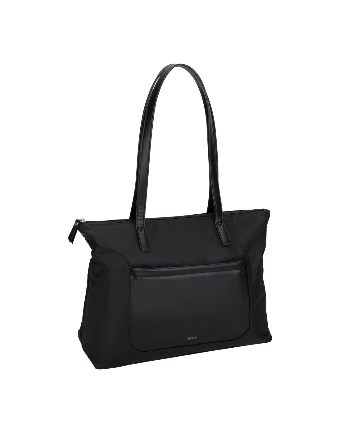 Roots Front Pocket Large Satchel, black, front view