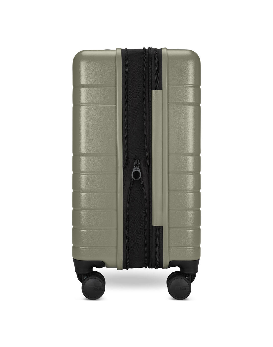 Roots Travel 19" Hardside Spinner Carry-on in sage, expanded side view.