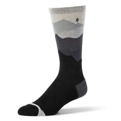 Royal Robbins Unisex Treetech Crew Pattern Sock in black and grey gradient of colours