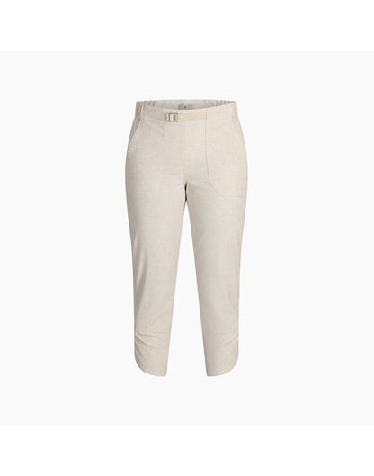 Royal Robbins Women's Hempline Capri in blended undyed, off-white colour, front view