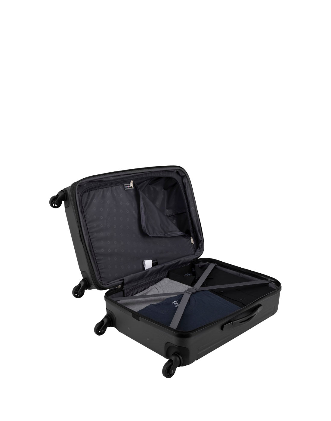 Swiss Gear Escapade 5 Hardside 24" Expandable Spinner, black, open view