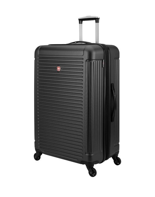 Product Image – Swiss Gear Escapade 5 Hardside 28" Expandable Spinner, black, front side view.