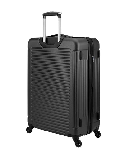 Swiss Gear Escapade 5 Hardside 28" Expandable Spinner, black, back view.