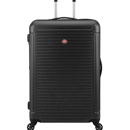 Swiss Gear Escapade 5 Hardside 28" Expandable Spinner, black, front view.