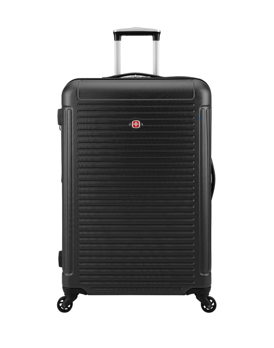 Product Image – Swiss Gear Escapade 5 Hardside 28" Expandable Spinner, black, front view.