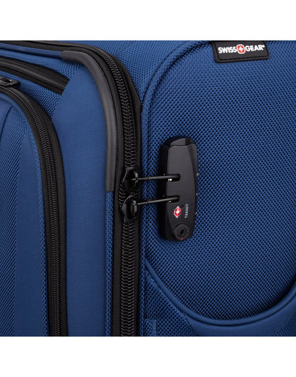 Close up of TSA lock on side zipper