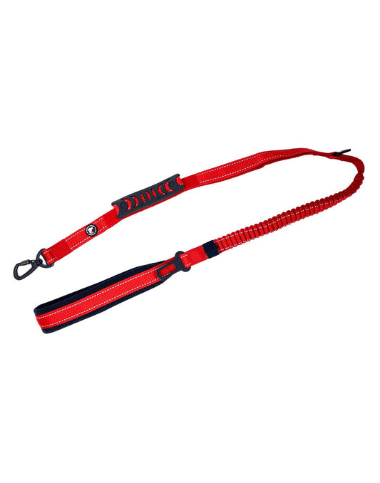 Product Image – Full image of the red The Good Dog Bungee Leash with Seatbelt Clip 