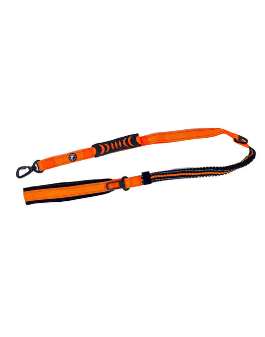 Product Image – Full image of the orange The Good Dog Bungee Leash with Seatbelt Clip 