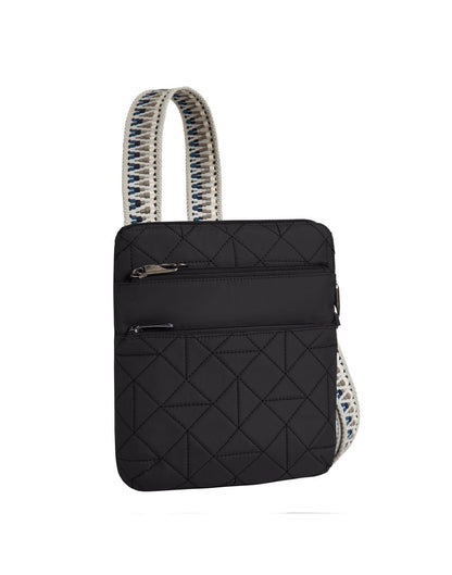 Front view of the Travelon Boho Anti-Theft Slim Crossbody in Black.