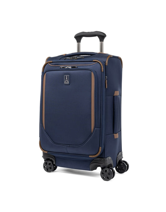 Product Image – Travelpro Crew™ Classic Carry-on Expandable Spinner in Patriot Blue, front and partial left-side view.