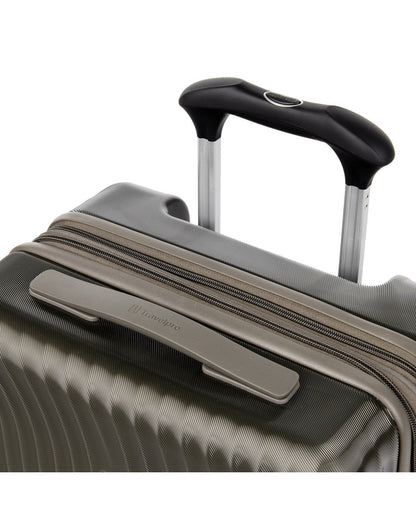 Travelpro Maxlite® Air Compact Carry-on Expandable Spinner, slate green, close up of top grab handle and telescopic handle