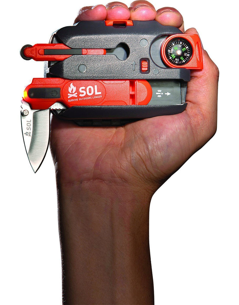 SOL origin survival toolkit in hand close up view